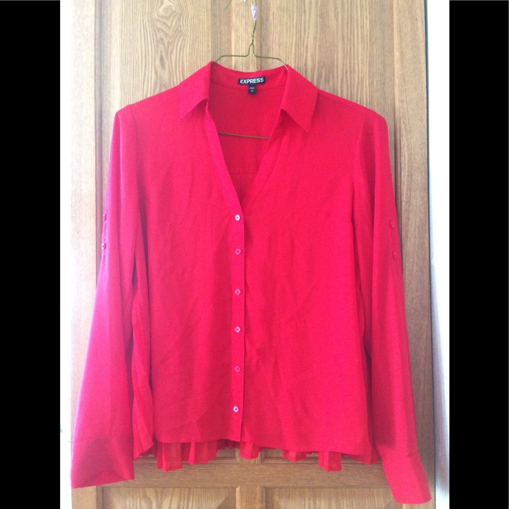 Red Button Down Top